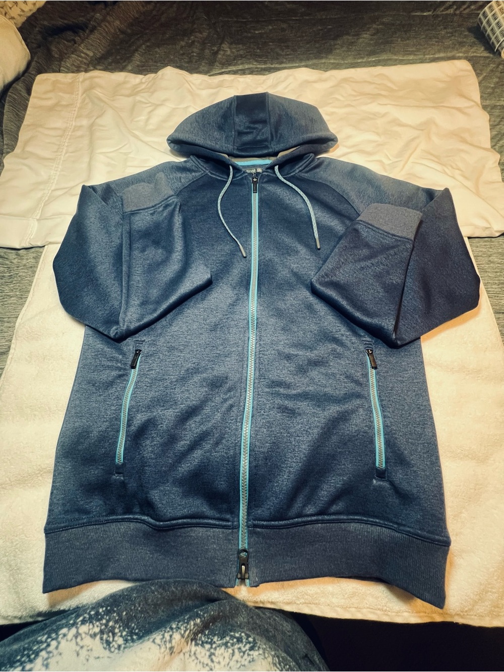 Peter Millar Navy Sweatshirt with Aqua Neck Trim